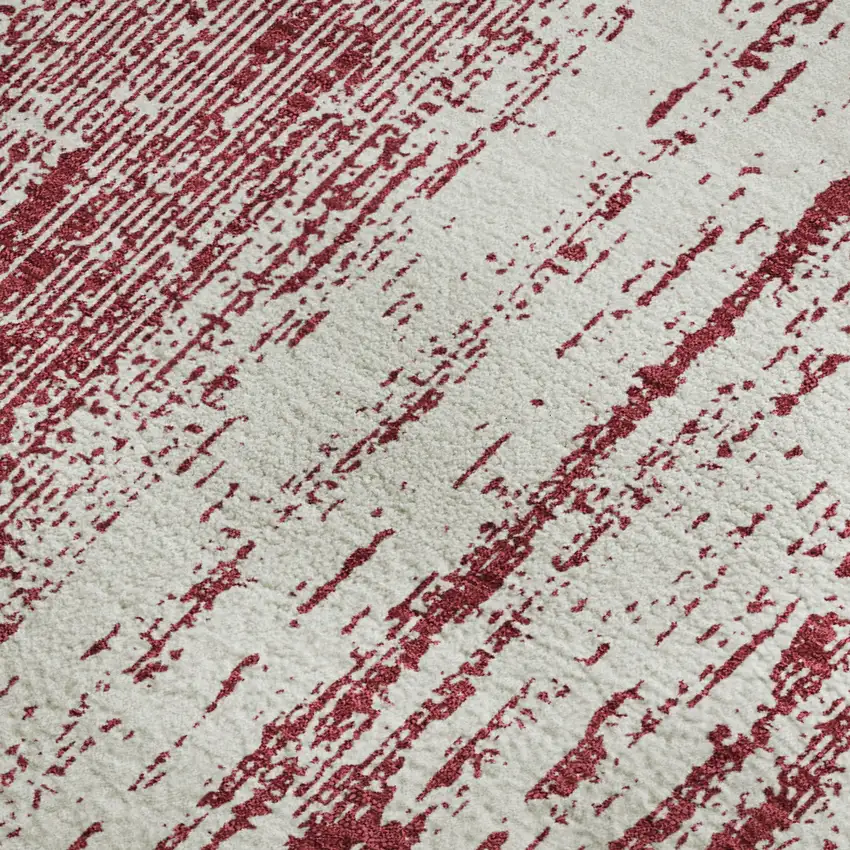 Merlot And Ivory Striped Washable Area Rug With UV Protection Photo 4