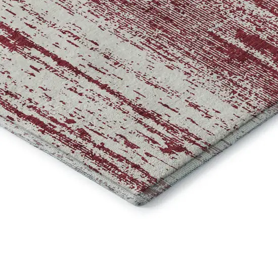Merlot And Ivory Striped Washable Area Rug With UV Protection Photo 9