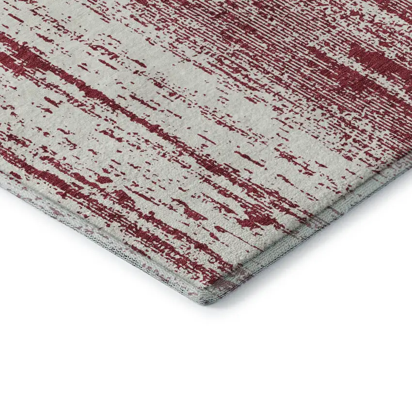 Merlot And Ivory Striped Washable Area Rug With UV Protection Photo 9