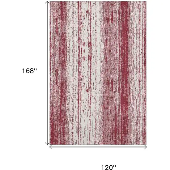 Merlot And Ivory Striped Washable Area Rug With UV Protection Photo 3