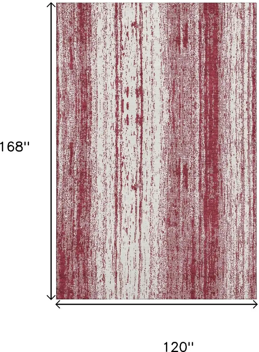 Merlot And Ivory Striped Washable Area Rug With UV Protection Photo 3