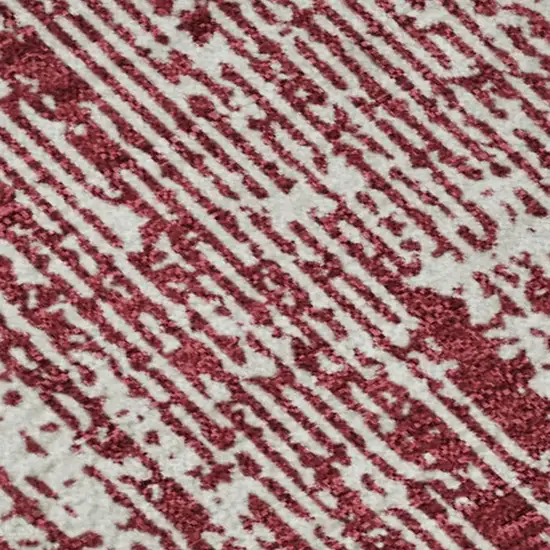 Merlot And Ivory Striped Washable Area Rug With UV Protection Photo 4