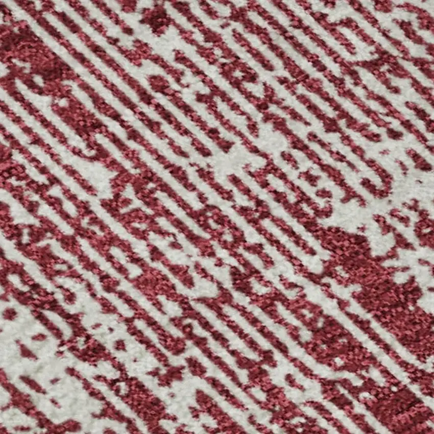 Merlot And Ivory Striped Washable Area Rug With UV Protection Photo 4