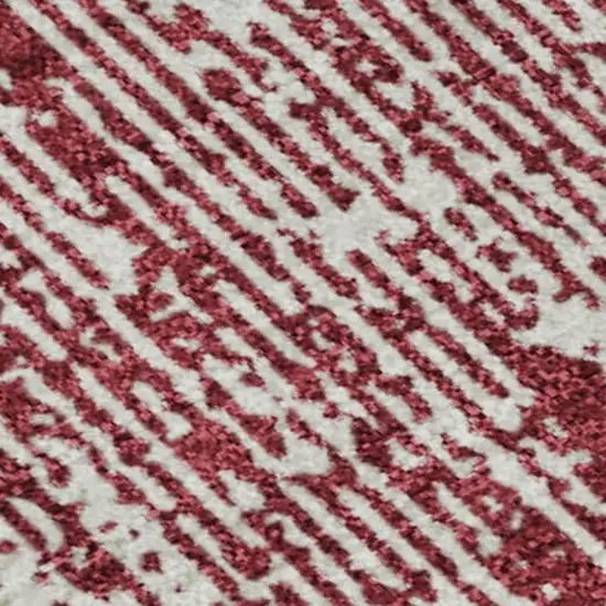 Merlot And Ivory Striped Washable Area Rug With UV Protection Photo 3