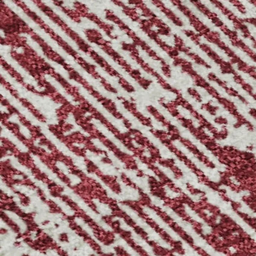 Merlot And Ivory Striped Washable Area Rug With UV Protection Photo 3