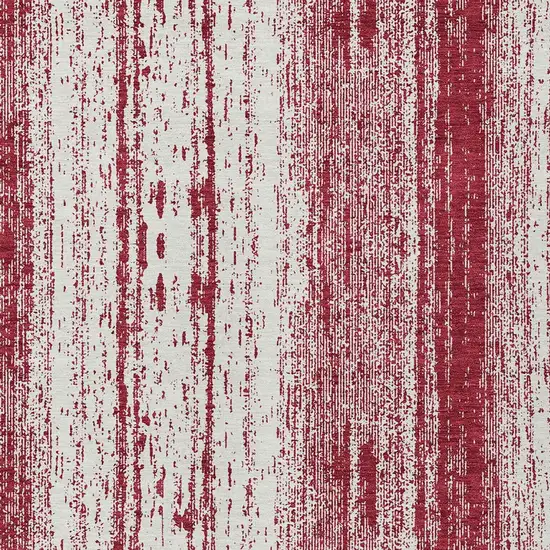 Merlot And Ivory Striped Washable Indoor Outdoor Area Rug Photo 6