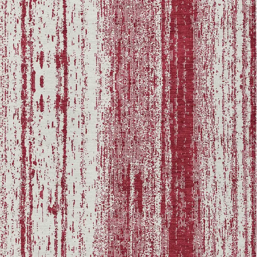 Merlot And Ivory Striped Washable Indoor Outdoor Area Rug Photo 6