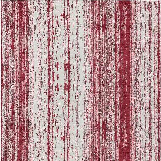 Merlot And Ivory Striped Washable Indoor Outdoor Area Rug Photo 7