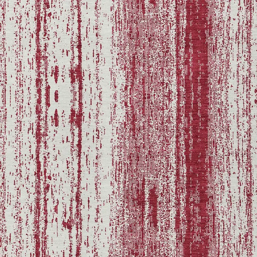 Merlot And Ivory Striped Washable Indoor Outdoor Area Rug Photo 6