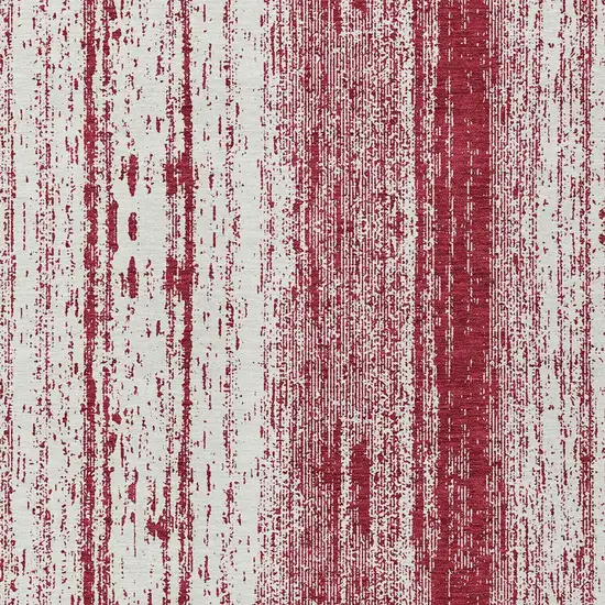Merlot And Ivory Striped Washable Indoor Outdoor Area Rug Photo 6