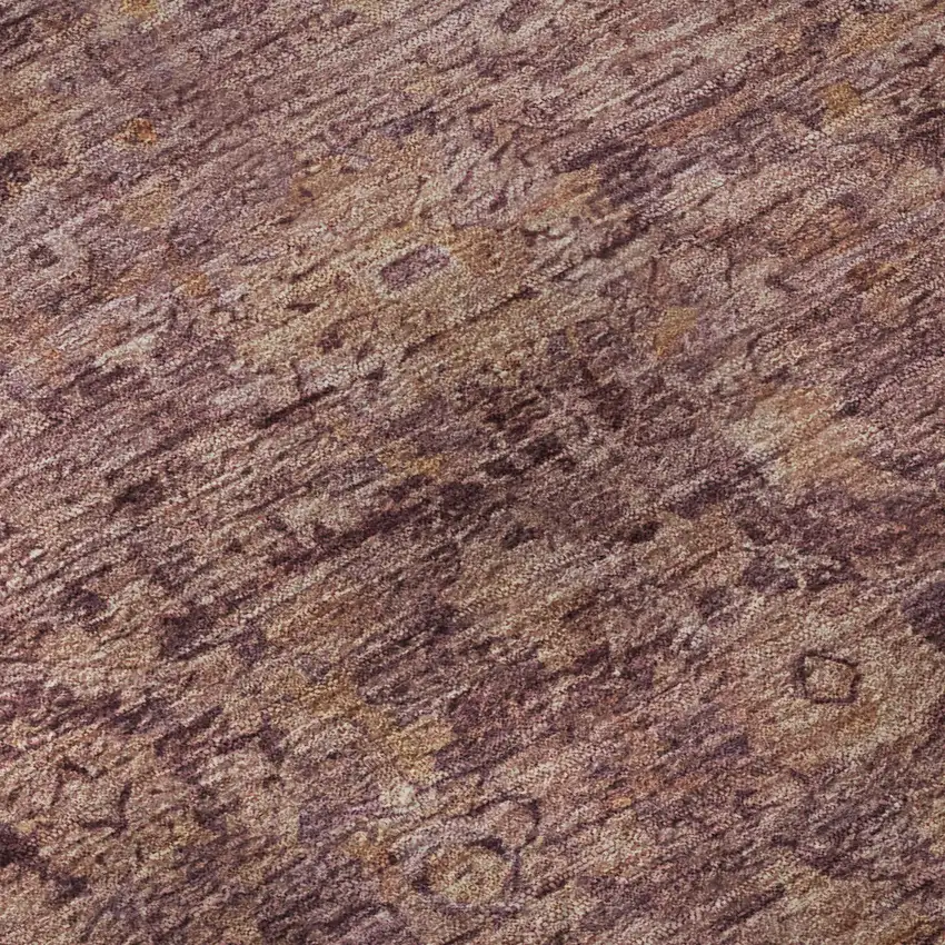 Merlot And Pink Oriental Washable Area Rug With UV Protection Photo 1