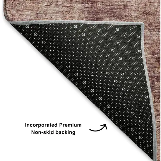 Merlot And Pink Oriental Washable Area Rug With UV Protection Photo 7