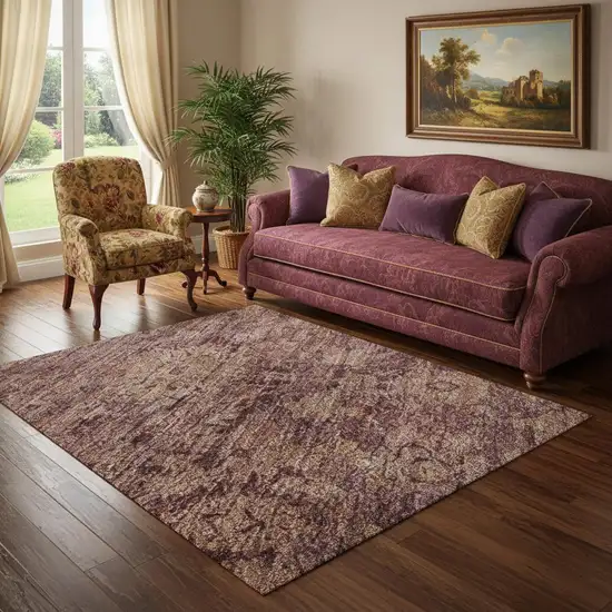 Merlot And Pink Oriental Washable Area Rug With UV Protection Photo 2