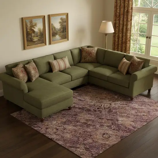 Merlot And Pink Oriental Washable Area Rug With UV Protection Photo 2