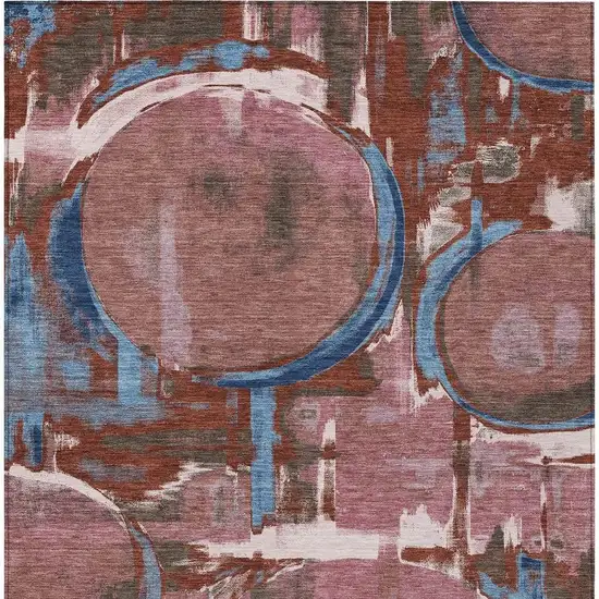 Merlot And Red Abstract Washable Indoor Outdoor Area Rug Photo 3