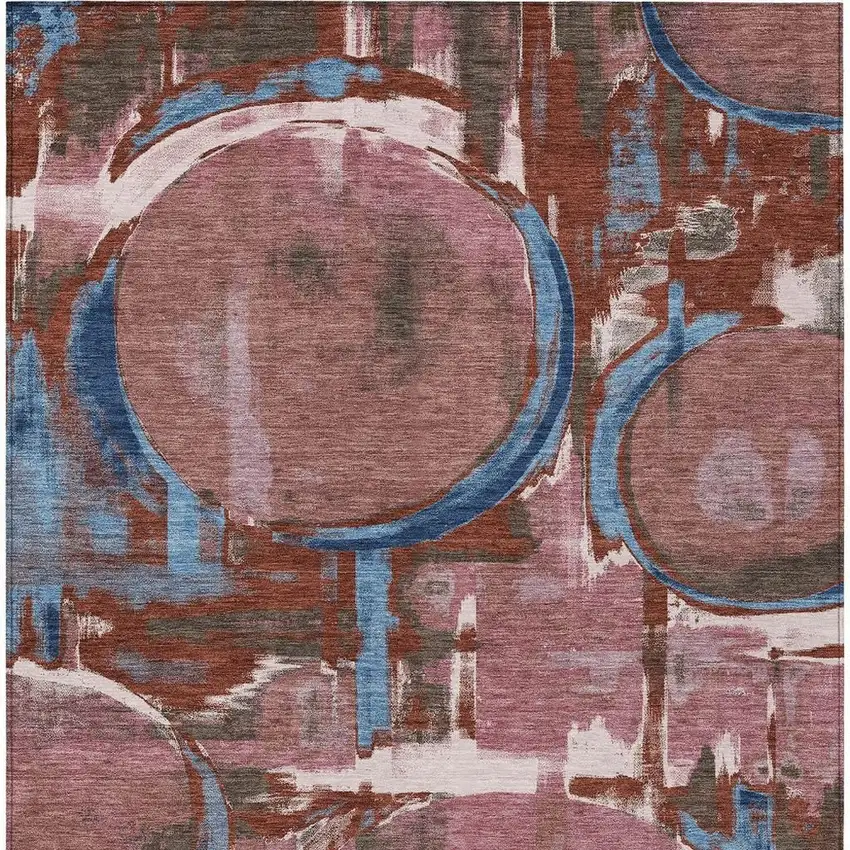 Merlot And Red Abstract Washable Indoor Outdoor Area Rug Photo 3