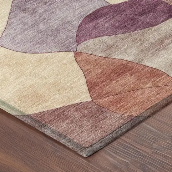Merlot And Red Abstract Washable Indoor Outdoor Area Rug Photo 3