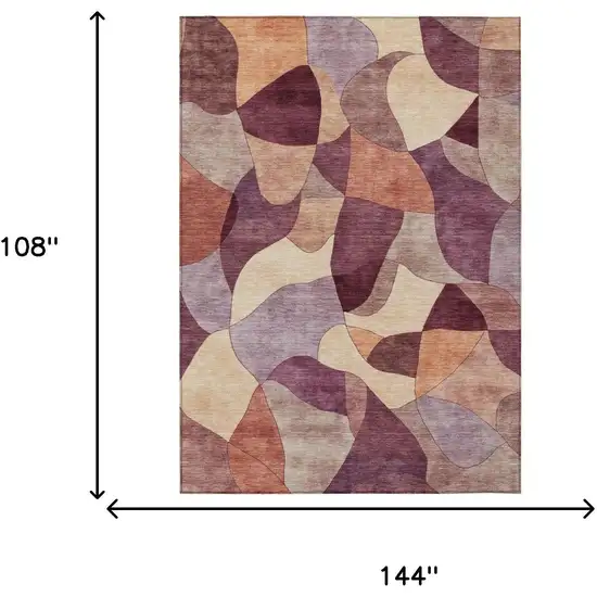 Merlot And Red Abstract Washable Indoor Outdoor Area Rug Photo 5