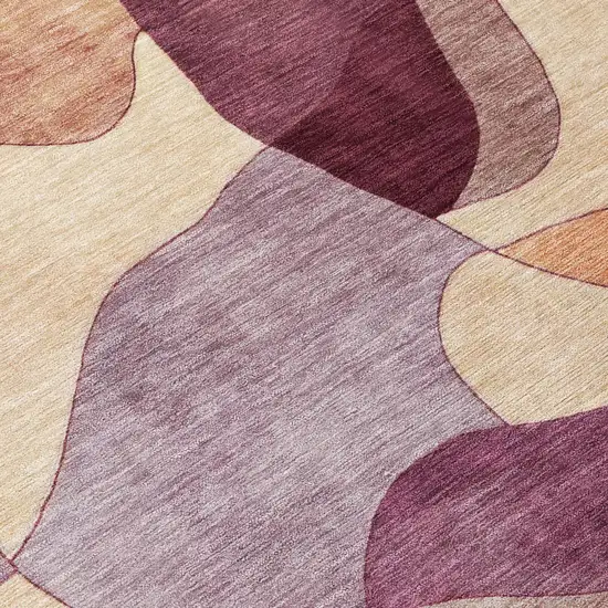 Merlot And Red Abstract Washable Indoor Outdoor Area Rug Photo 4