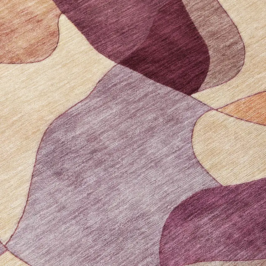Merlot And Red Abstract Washable Indoor Outdoor Area Rug Photo 4