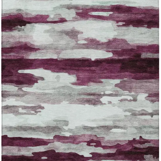 Merlot And Red Abstract Washable Indoor Outdoor Area Rug Photo 3