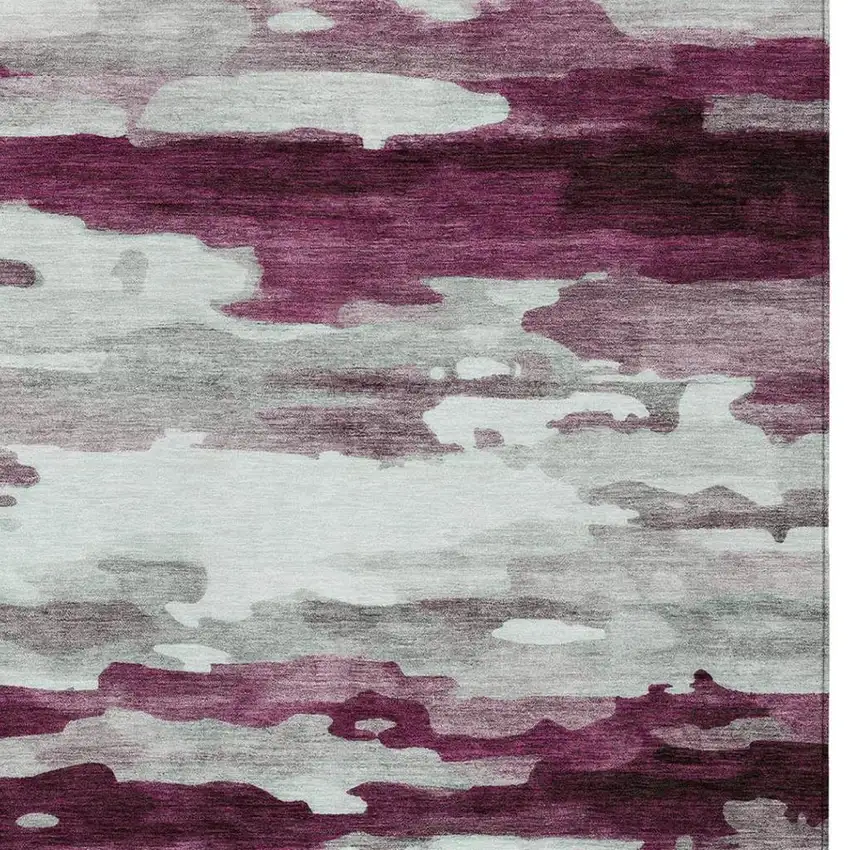 Merlot And Red Abstract Washable Indoor Outdoor Area Rug Photo 1