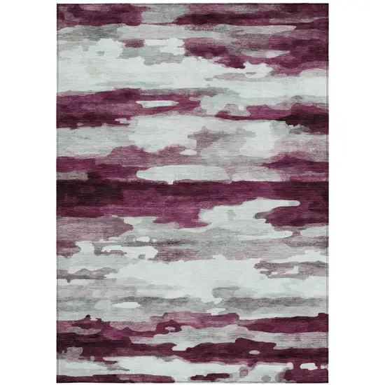 Merlot And Red Abstract Washable Indoor Outdoor Area Rug Photo 3