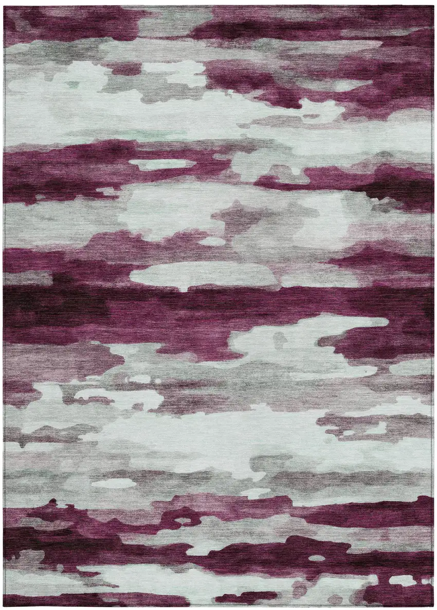 Merlot And Red Abstract Washable Indoor Outdoor Area Rug Photo 3