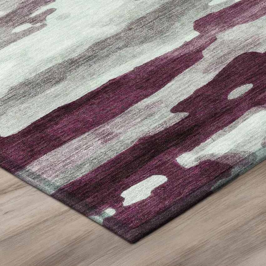 Merlot And Red Abstract Washable Indoor Outdoor Area Rug Photo 4