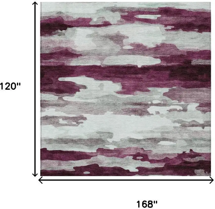 Merlot And Red Abstract Washable Indoor Outdoor Area Rug Photo 6