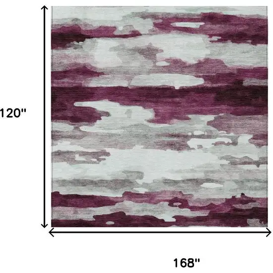 Merlot And Red Abstract Washable Indoor Outdoor Area Rug Photo 6