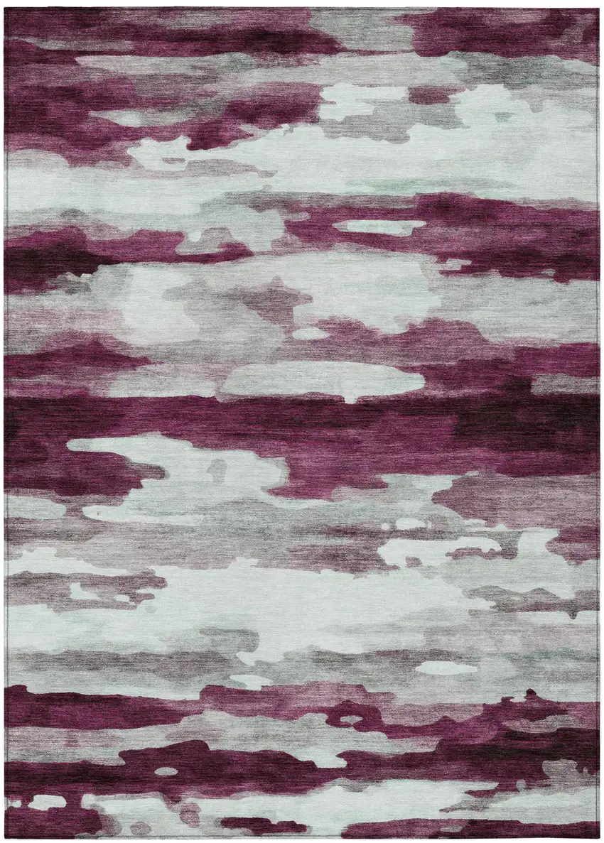 Merlot And Red Abstract Washable Indoor Outdoor Area Rug Photo 2