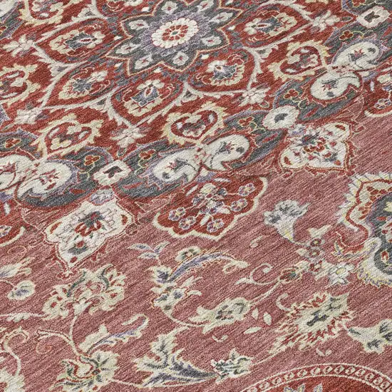 Merlot And Red Oriental Washable Indoor Outdoor Area Rug Photo 4