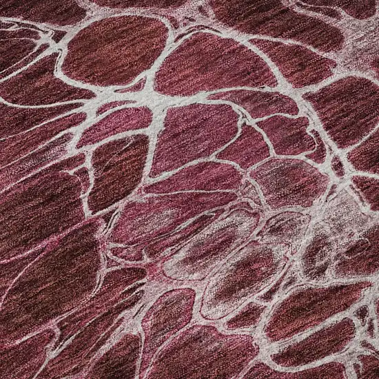 Merlot And Silver Abstract Washable Area Rug With UV Protection Photo 9
