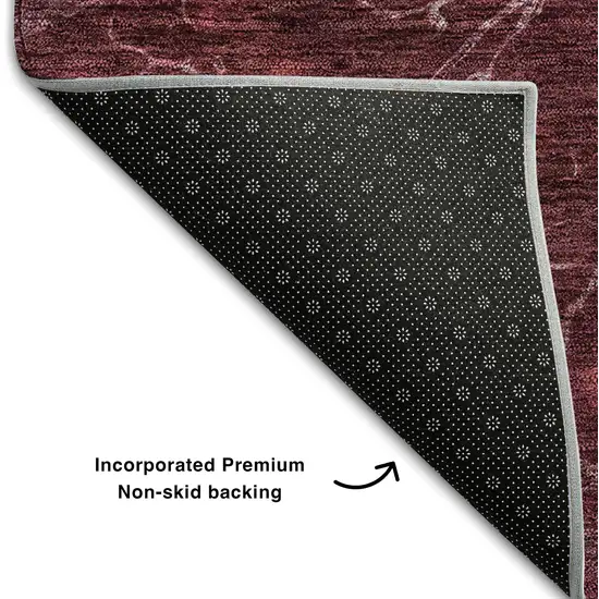 Merlot And Silver Abstract Washable Area Rug With UV Protection Photo 9