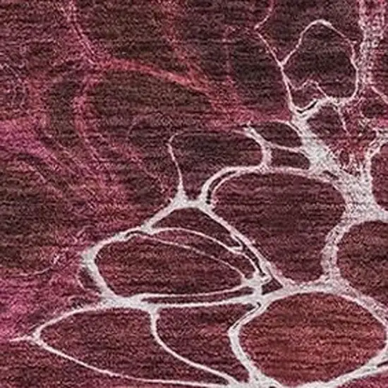 Merlot And Silver Abstract Washable Area Rug With UV Protection Photo 6