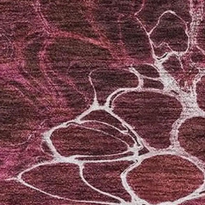 Merlot And Silver Abstract Washable Area Rug With UV Protection Photo 6