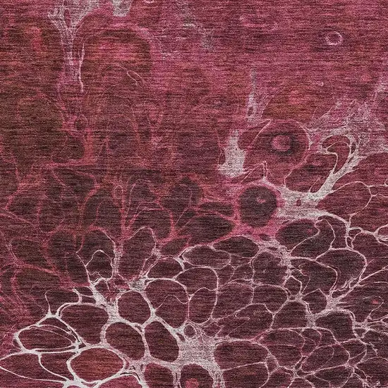 Merlot And Silver Abstract Washable Area Rug With UV Protection Photo 3