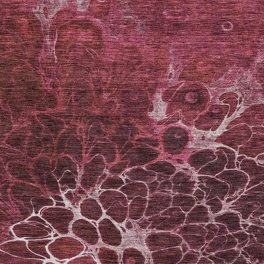 Merlot And Silver Abstract Washable Area Rug With UV Protection Photo 3