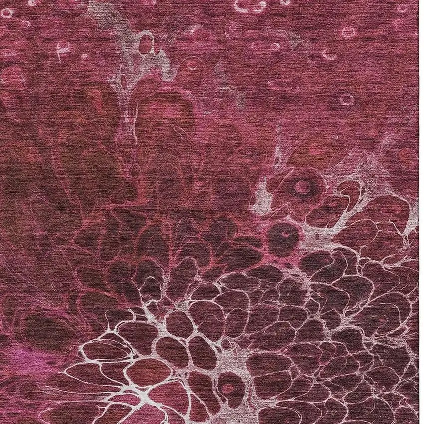 Merlot And Silver Abstract Washable Area Rug With UV Protection Photo 4