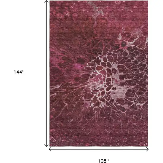 Merlot And Silver Abstract Washable Area Rug With UV Protection Photo 3