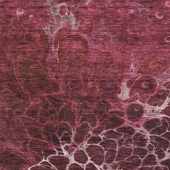 Merlot And Silver Abstract Washable Area Rug With UV Protection Photo 3