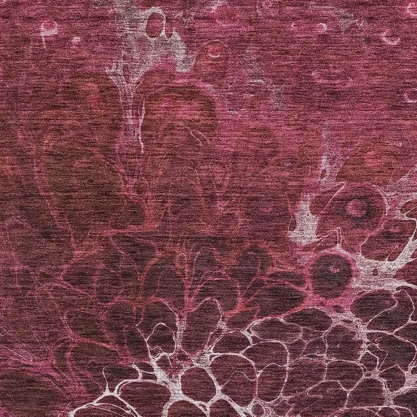 Merlot And Silver Abstract Washable Area Rug With UV Protection Photo 3