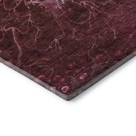 Merlot And Silver Abstract Washable Area Rug With UV Protection Photo 8