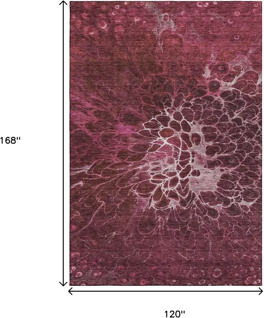 Merlot And Silver Abstract Washable Area Rug With UV Protection Photo 3