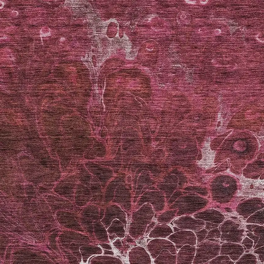 Merlot And Silver Abstract Washable Area Rug With UV Protection Photo 3