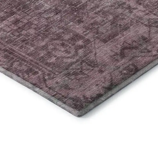 Merlot And Silver Oriental Washable Area Rug With UV Protection Photo 6