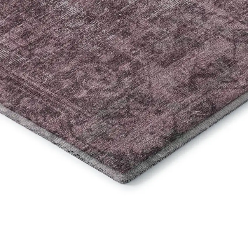 Merlot And Silver Oriental Washable Area Rug With UV Protection Photo 6