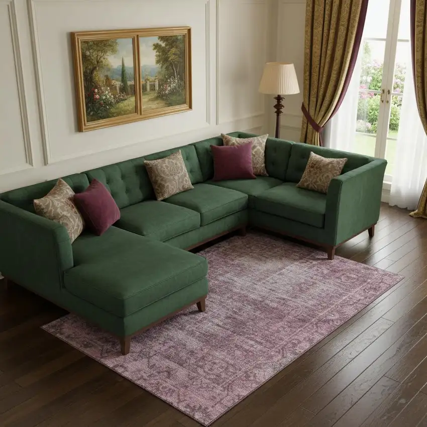 Merlot And Silver Oriental Washable Area Rug With UV Protection Photo 2