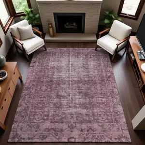 Photo of Merlot And Silver Oriental Washable Area Rug With UV Protection